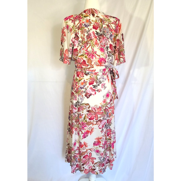 New Anthropologie Kachel Womens Colorful Floral Aleydi Printed-Wrap Dress US 8 - Picture 8 of 9